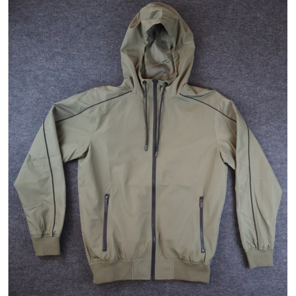 CSG Windbreaker Jacket Mens Large Olive Green Full Zip Hooded Lightweight NWT